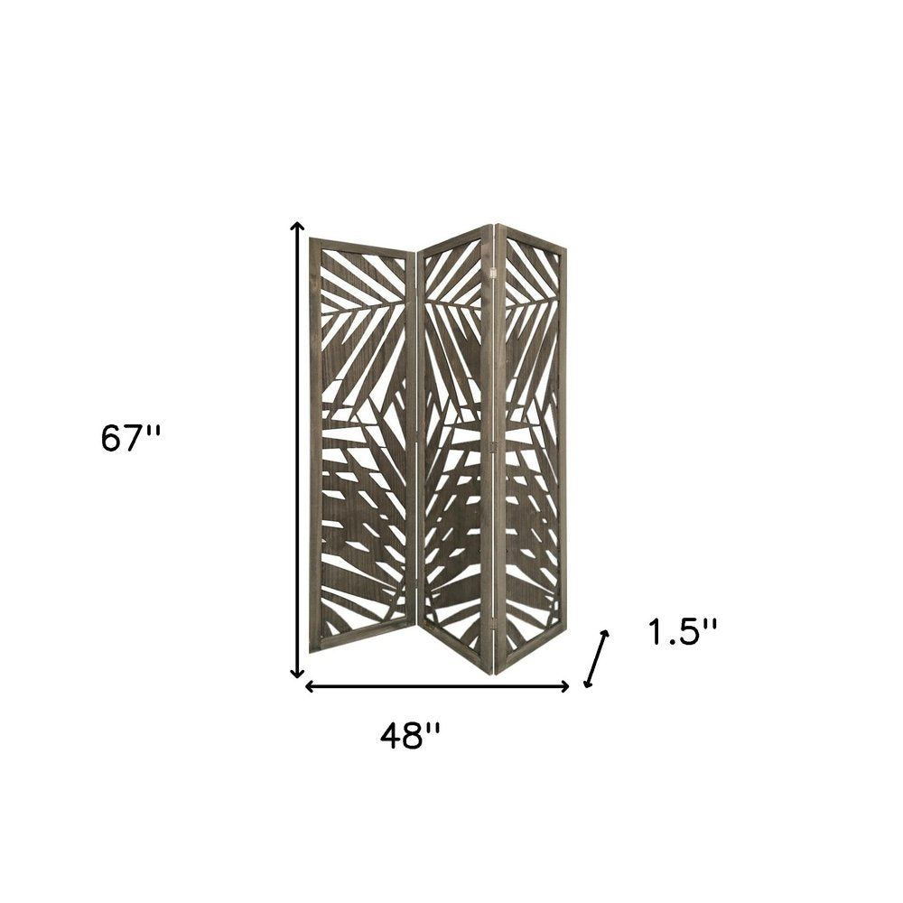 67" Gray Solid Wood Panel Screen Room Divider
