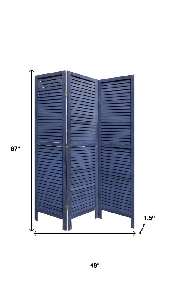 3 Panel Dark Blue Shutter Screen Room Divider