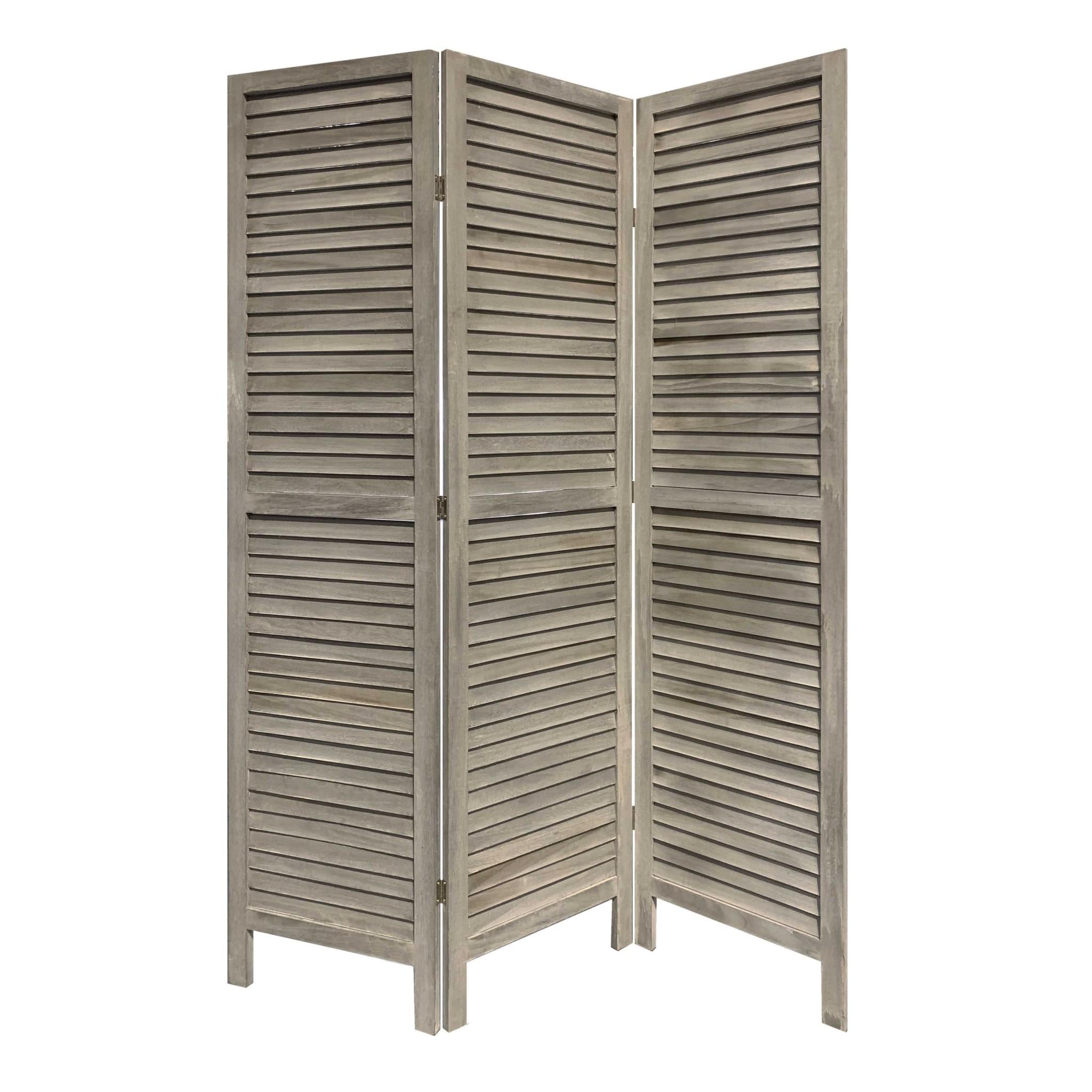 67" Gray Folding Three Panel Screen Room Divider