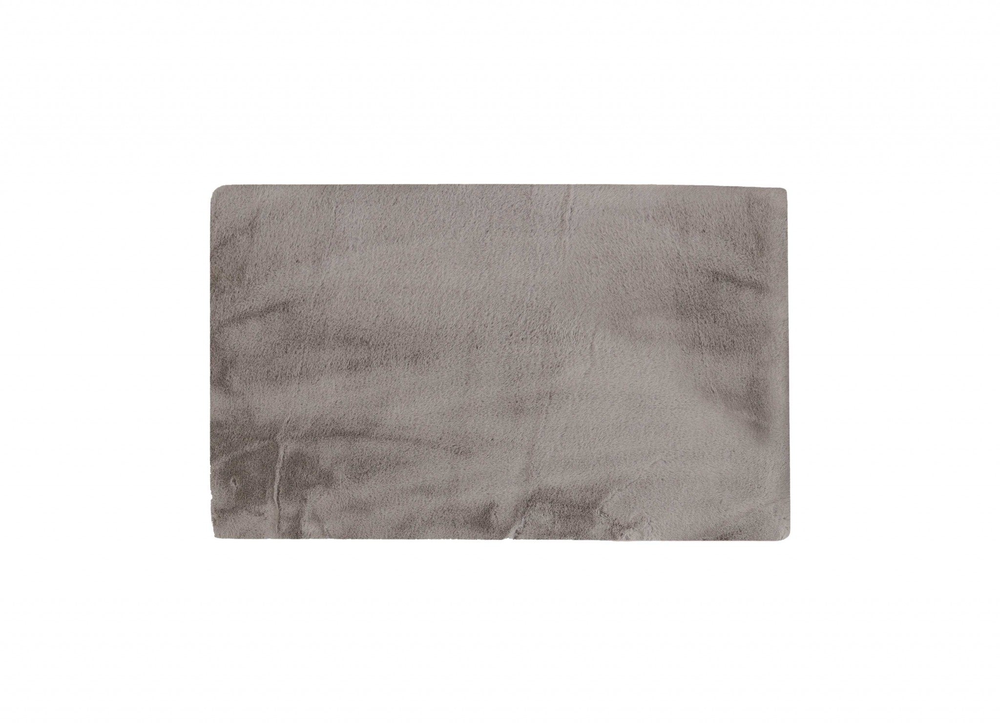3' X 5' Gray Shag Hand Knotted Area Rug