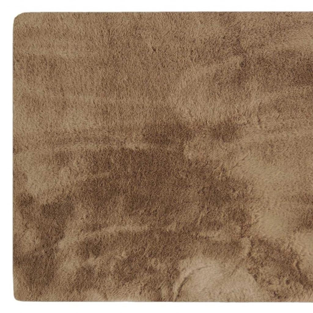3' X 5' Taupe Shag Hand Knotted Area Rug