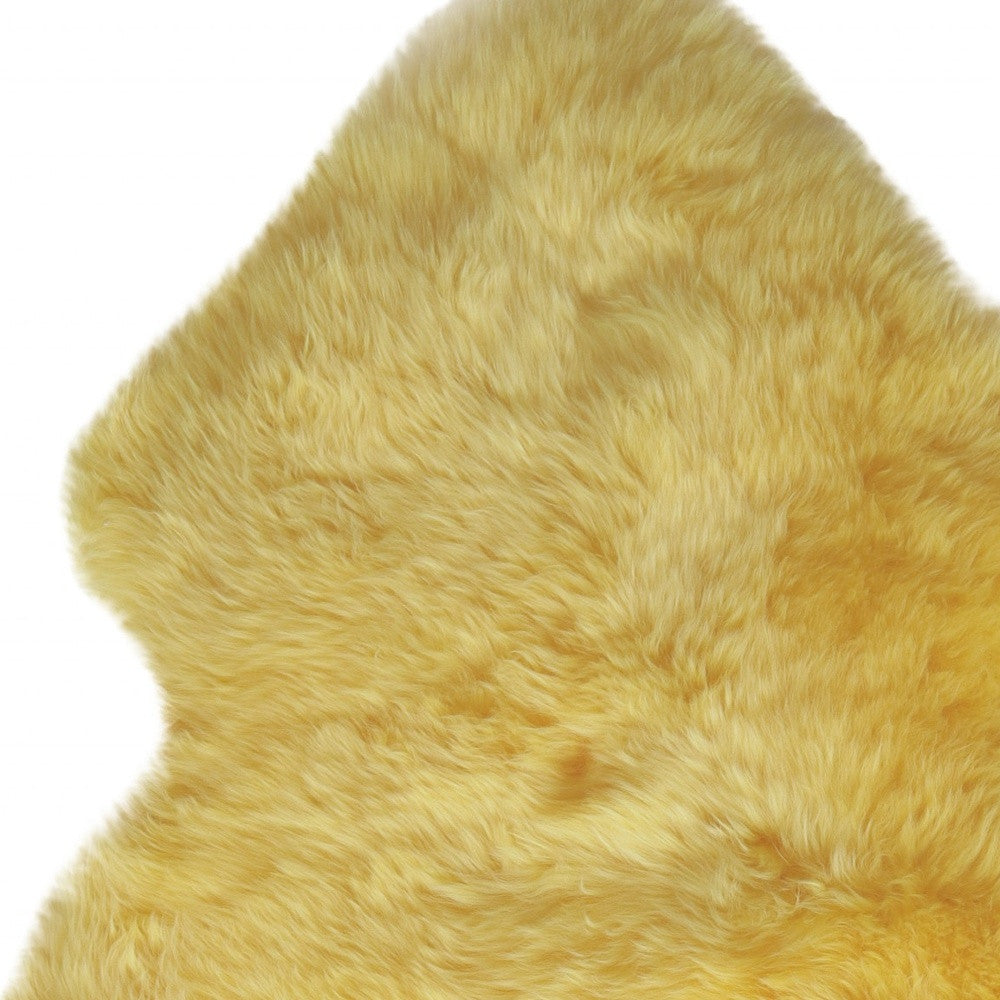 2' X 3' Yellow New Zealand Lambs Wool Handmade Area Rug
