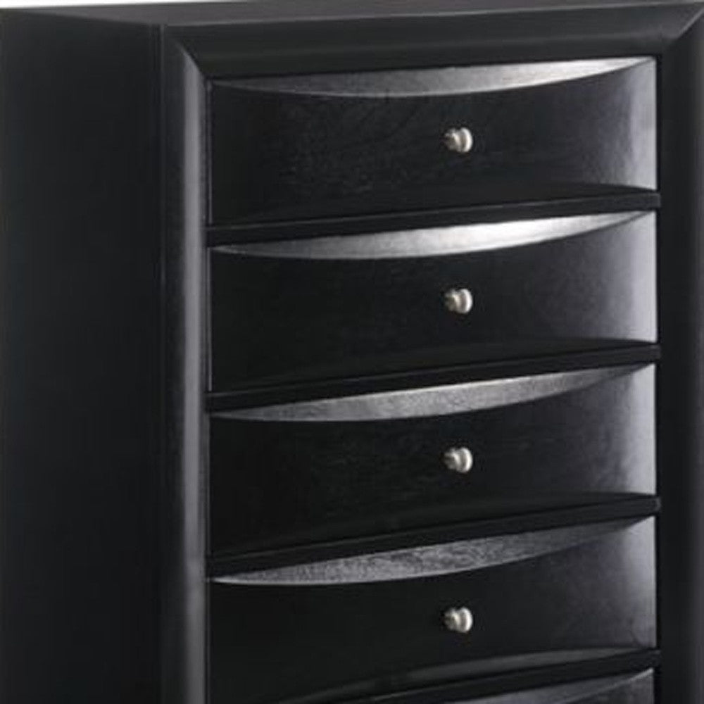 48" Black Wood Chest With Center Metal Glide