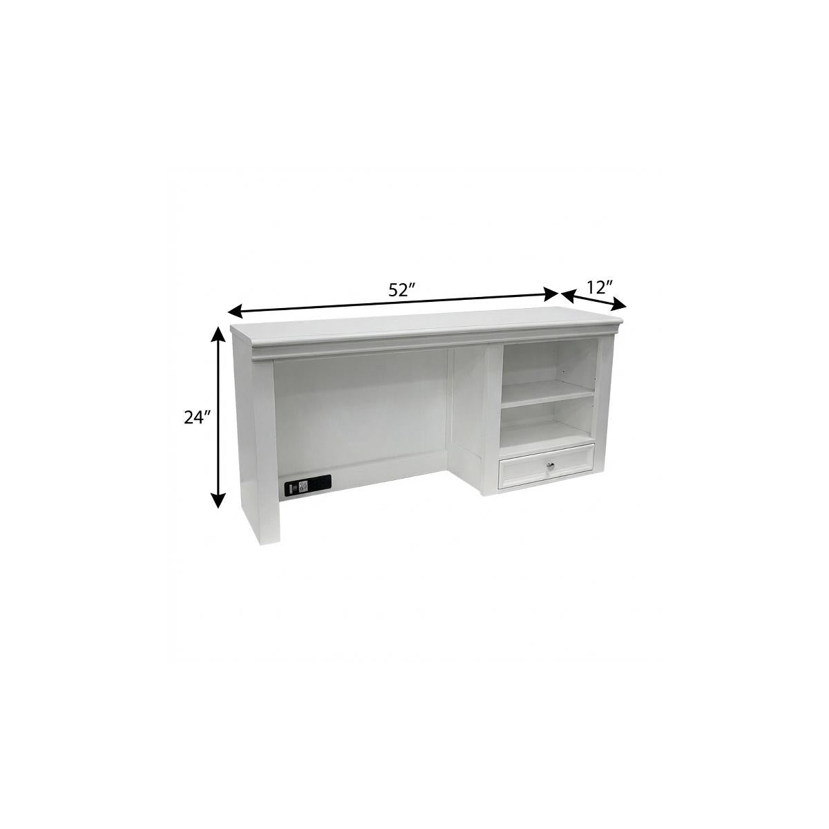 White Wood Computer Hutch With Shelf And Drawer