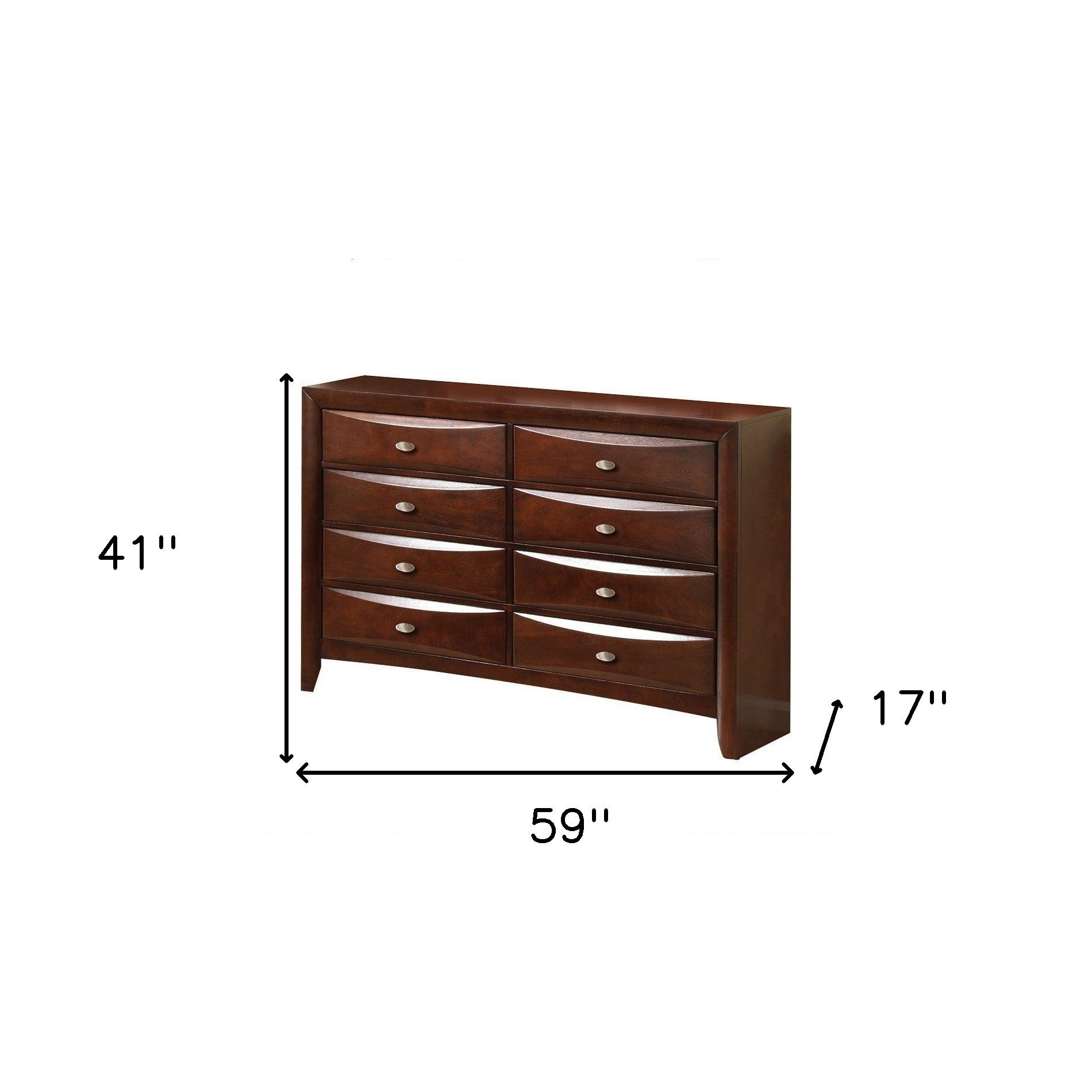 41" Espresso Wood Finish Dresser With 8 Drawers