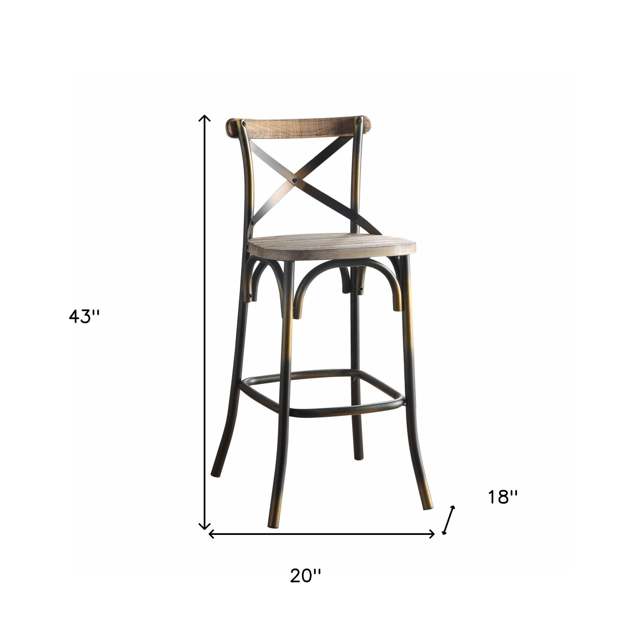 " Oak Metal Bar Height Bar Chair