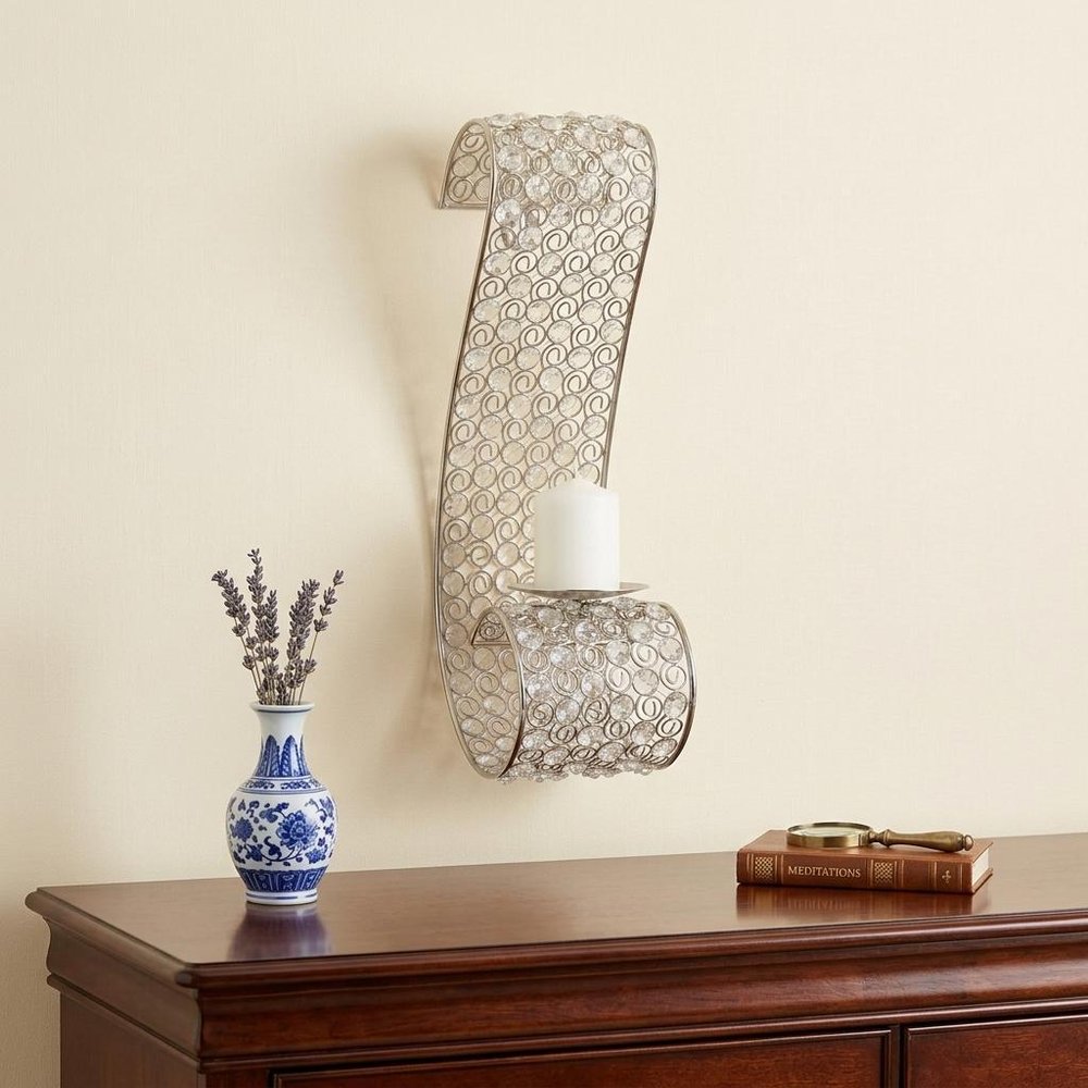 Gold And Faux Crystal Swirling Wall Sconce