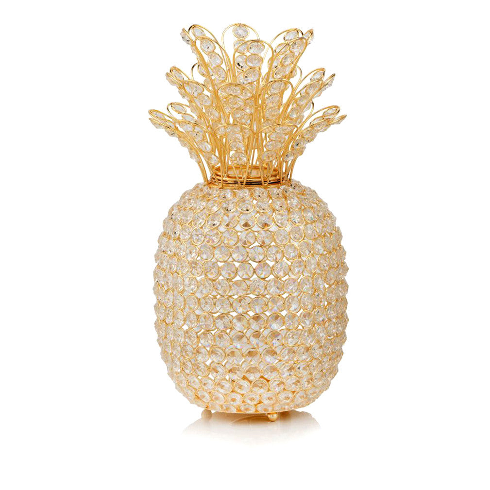 15" Gold Faux Crystal Decorative Pineapple