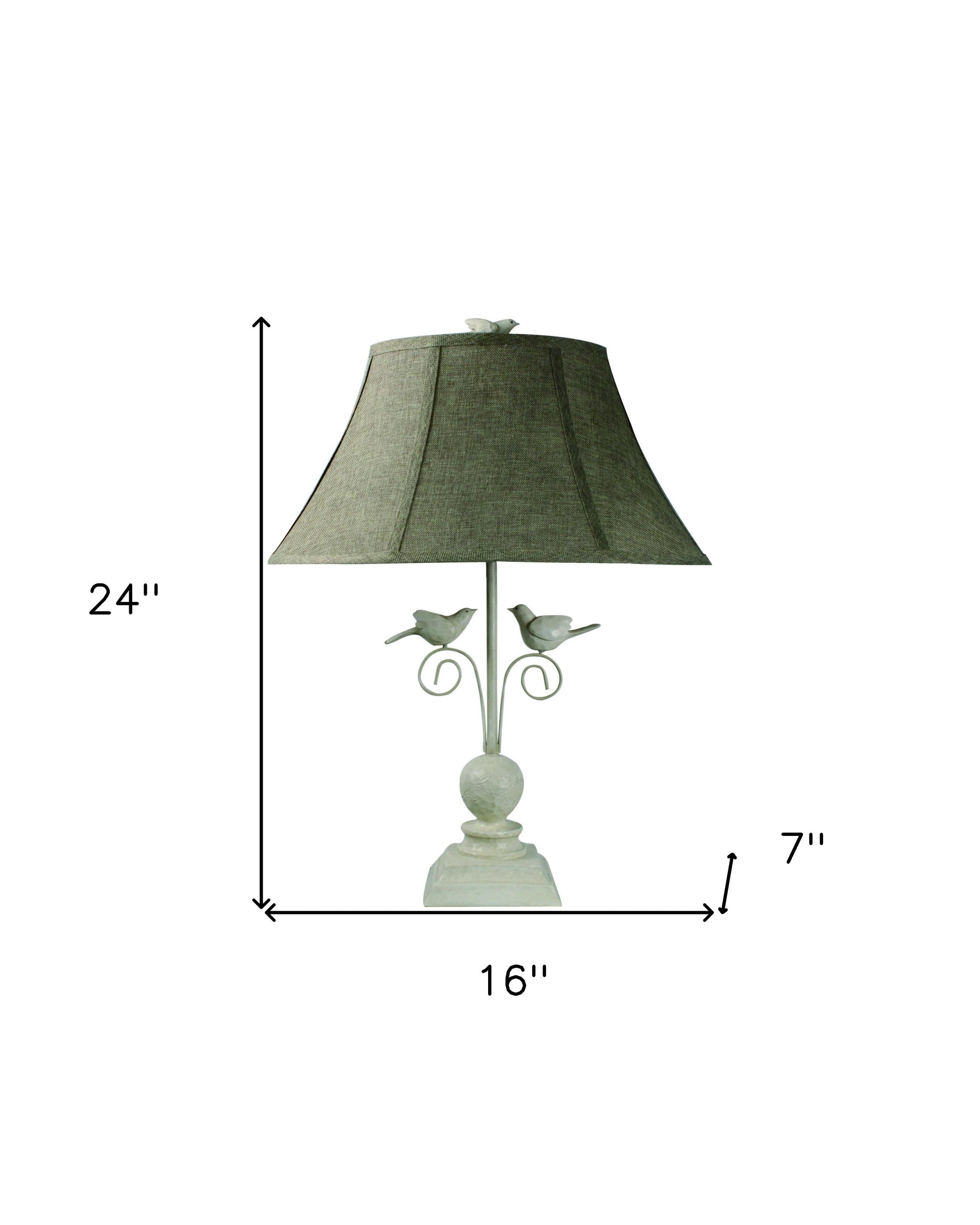 Cheerful White Table Lamp With 3D White Birds