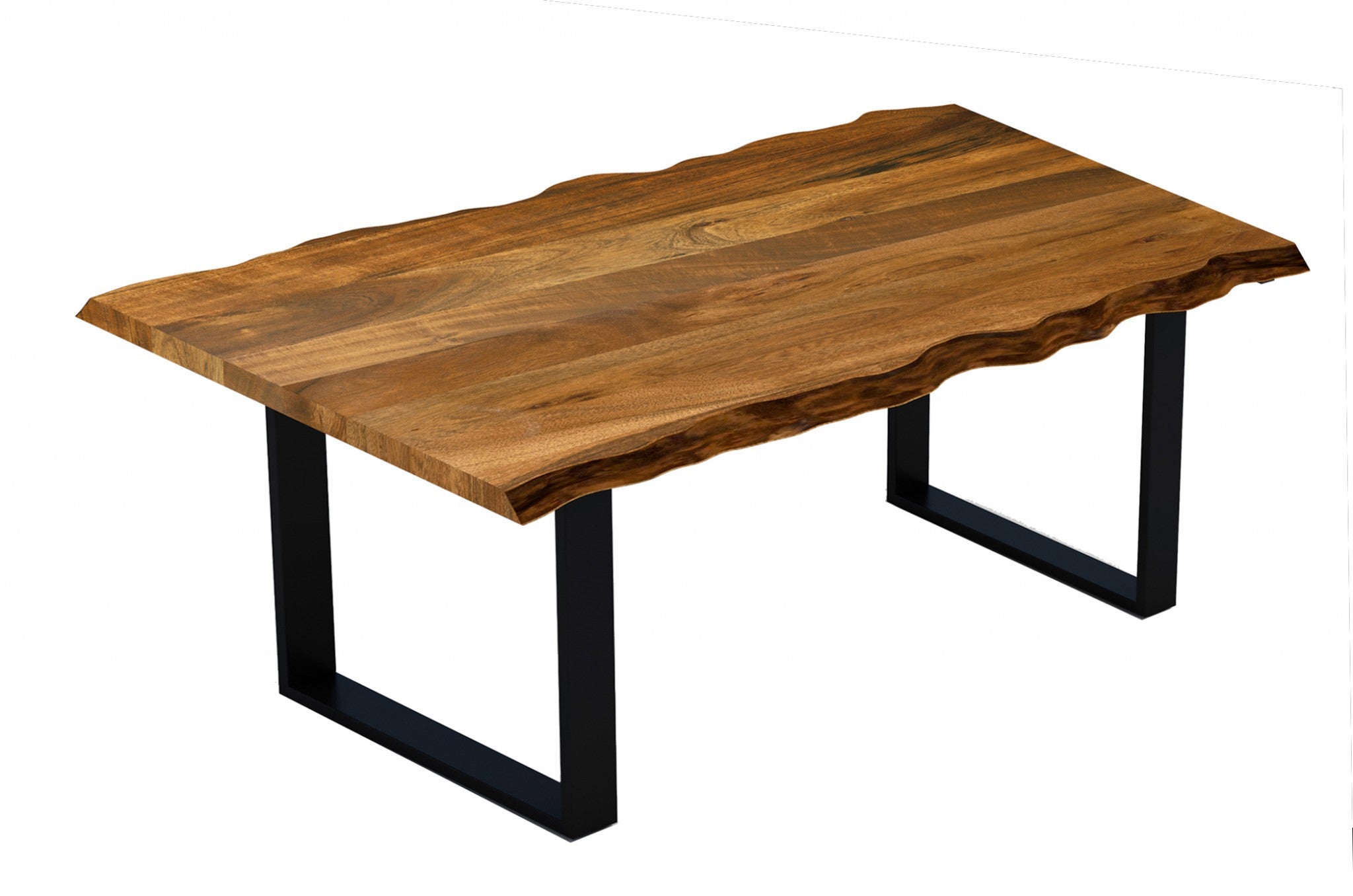 68" Brown And Black Solid Wood Dining Table