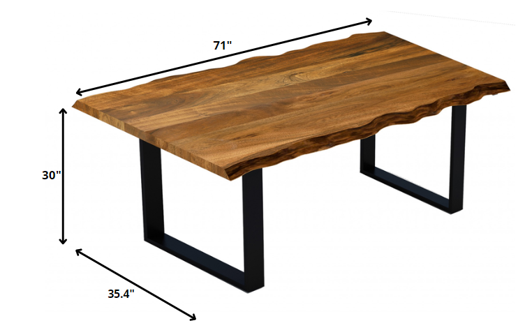 68" Brown And Black Solid Wood Dining Table