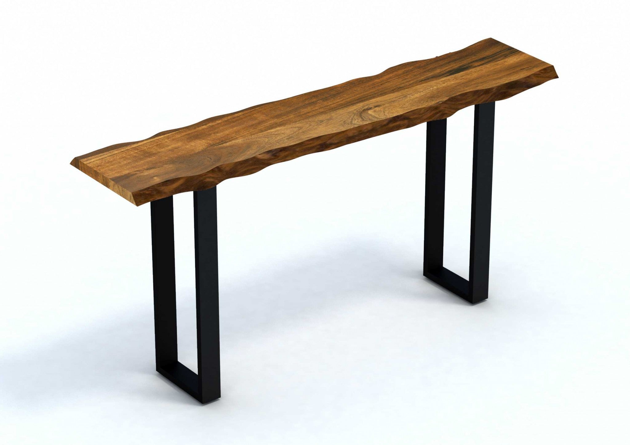 69" Brown and Black Solid Wood Live Edge Console Table