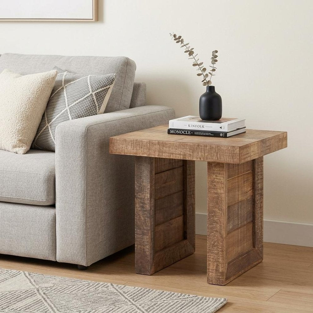 20" Brown Solid Wood Square End Table
