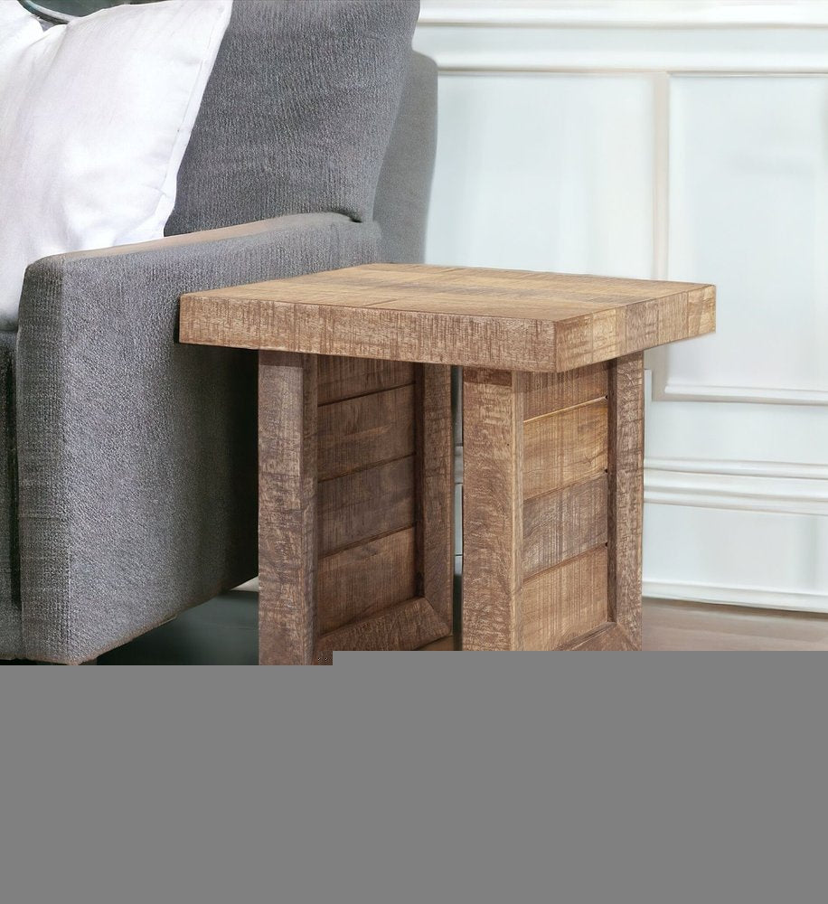 20" Brown Solid Wood Square End Table