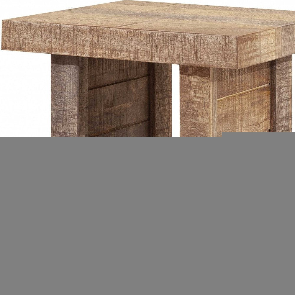 20" Brown Solid Wood Square End Table