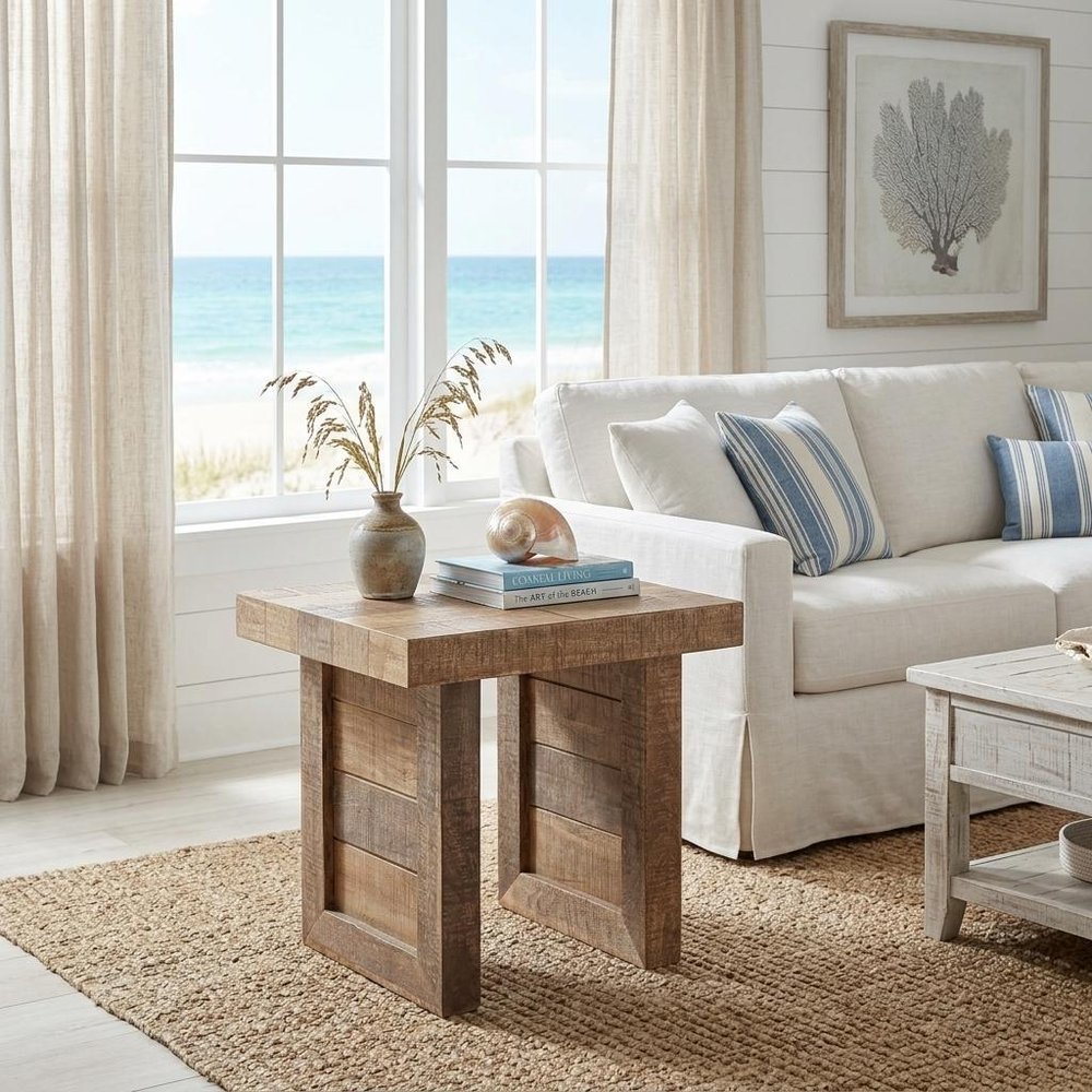 20" Brown Solid Wood Square End Table