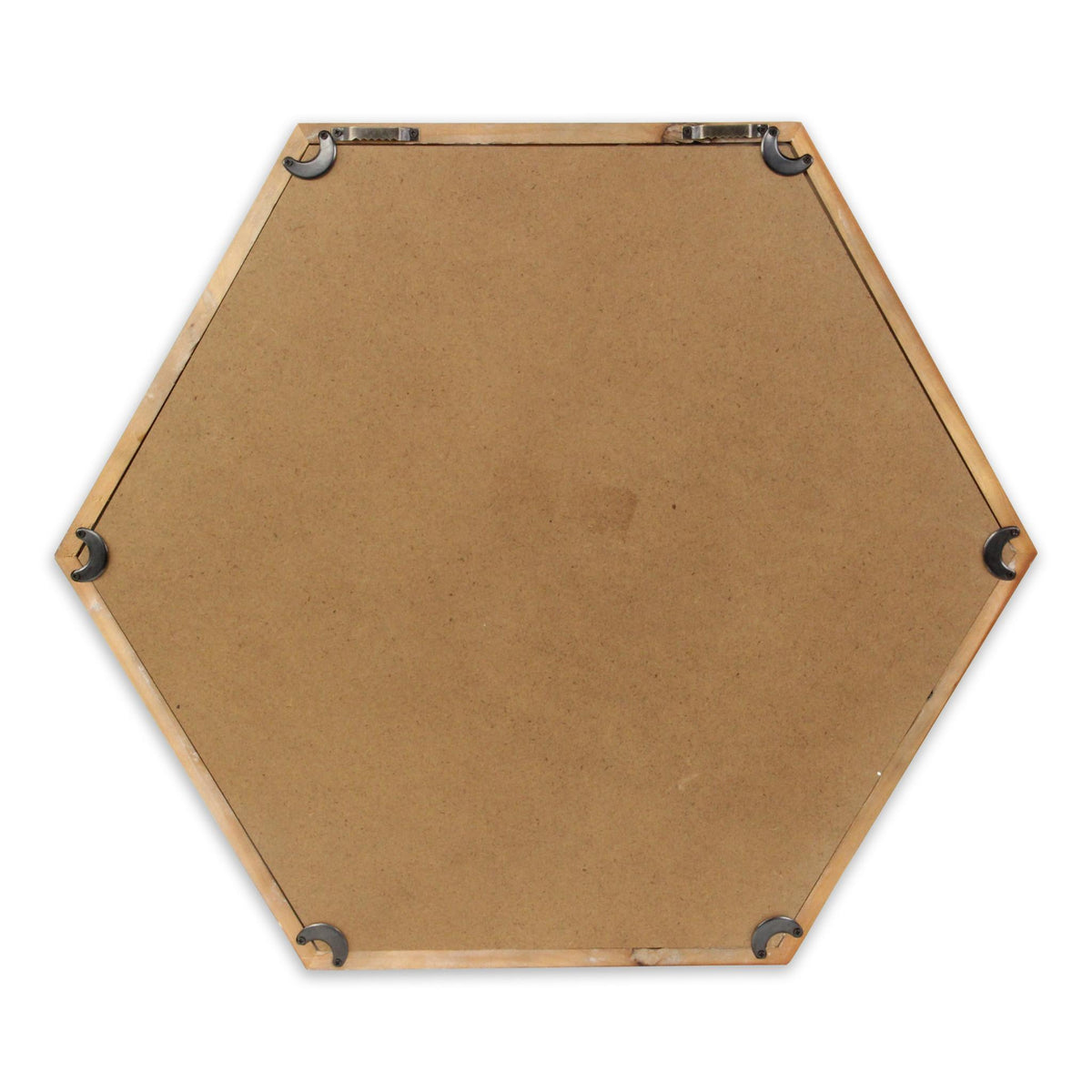 21" Brown Hexagon Wood Framed Accent Mirror