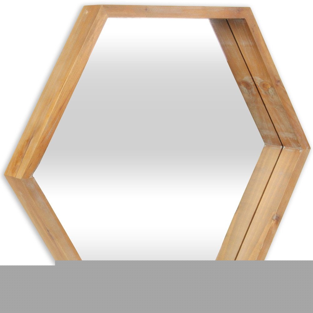 21" Brown Hexagon Wood Framed Accent Mirror