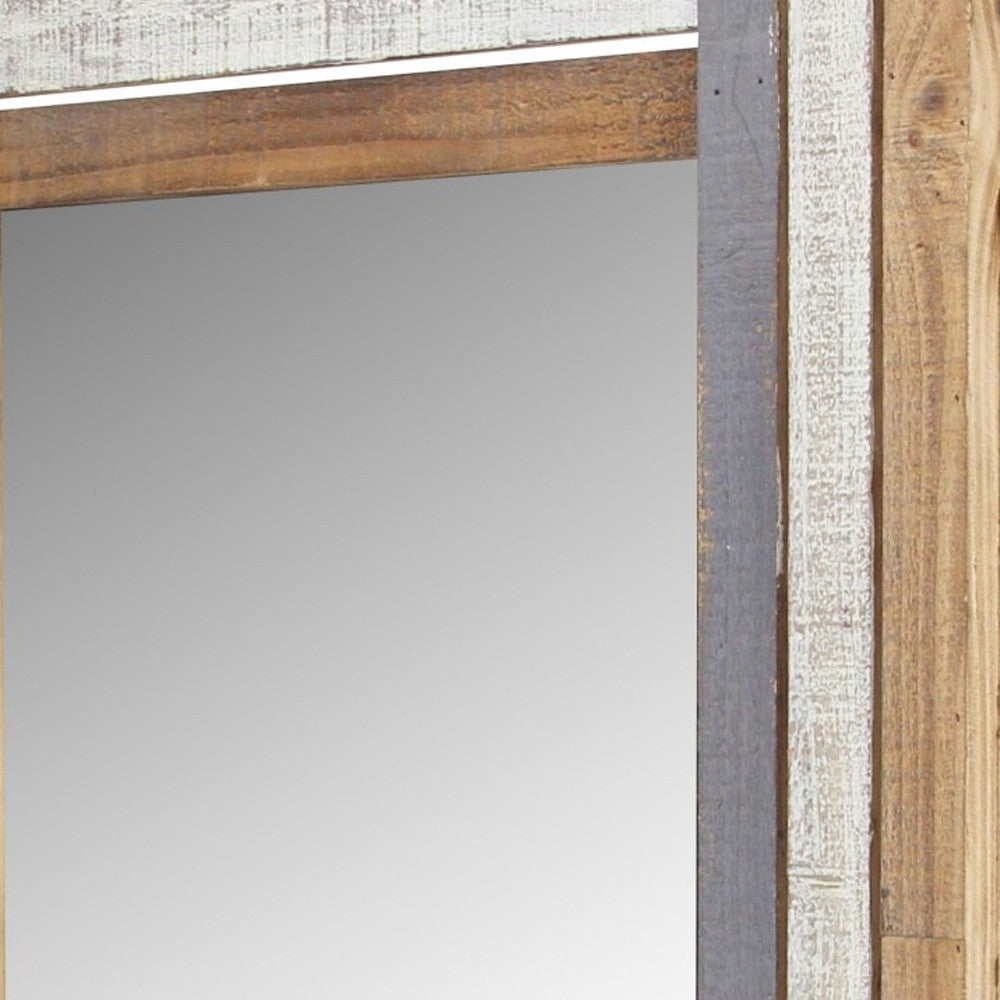 32" Gray Natural and White Wood Framed Accent Mirror