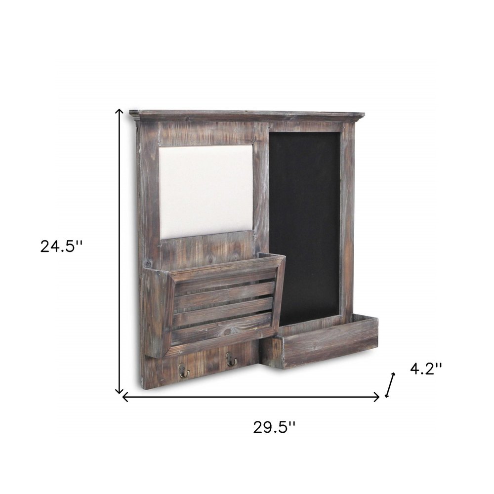 30" Brown Solid Wood Paper Organizer