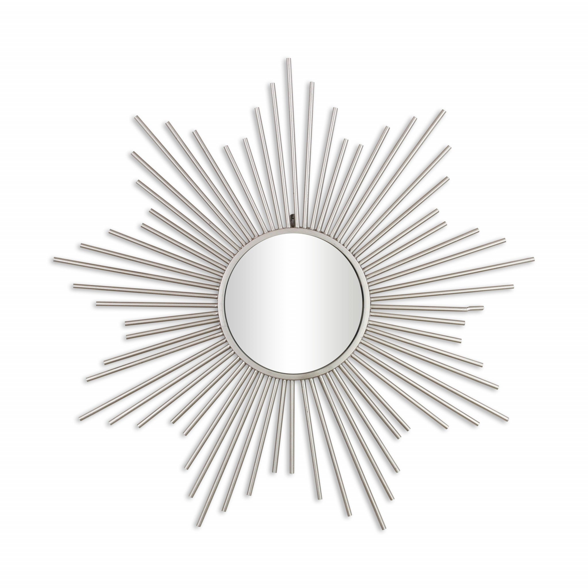32" Silver Metal Sunburst Framed Accent Mirror