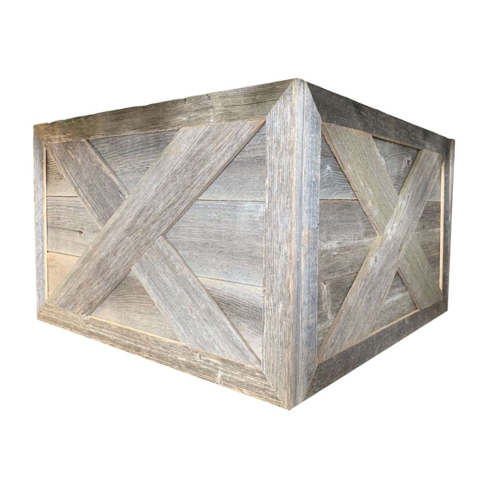 23" Gray Distressed Wood Christmas Tree Collar