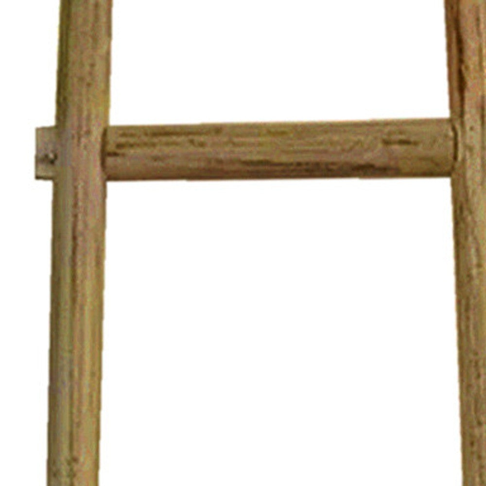 72" Natural Distressed Solid Wood Six Step Ladder Shelf