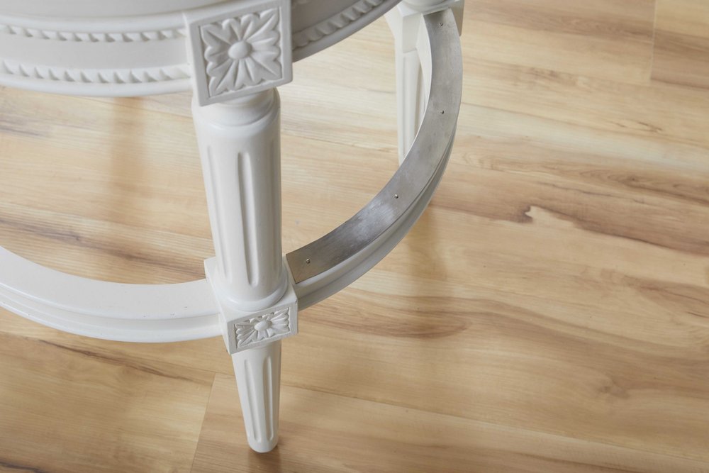Light Gray and White Solid Wood Swivel Bar Chair