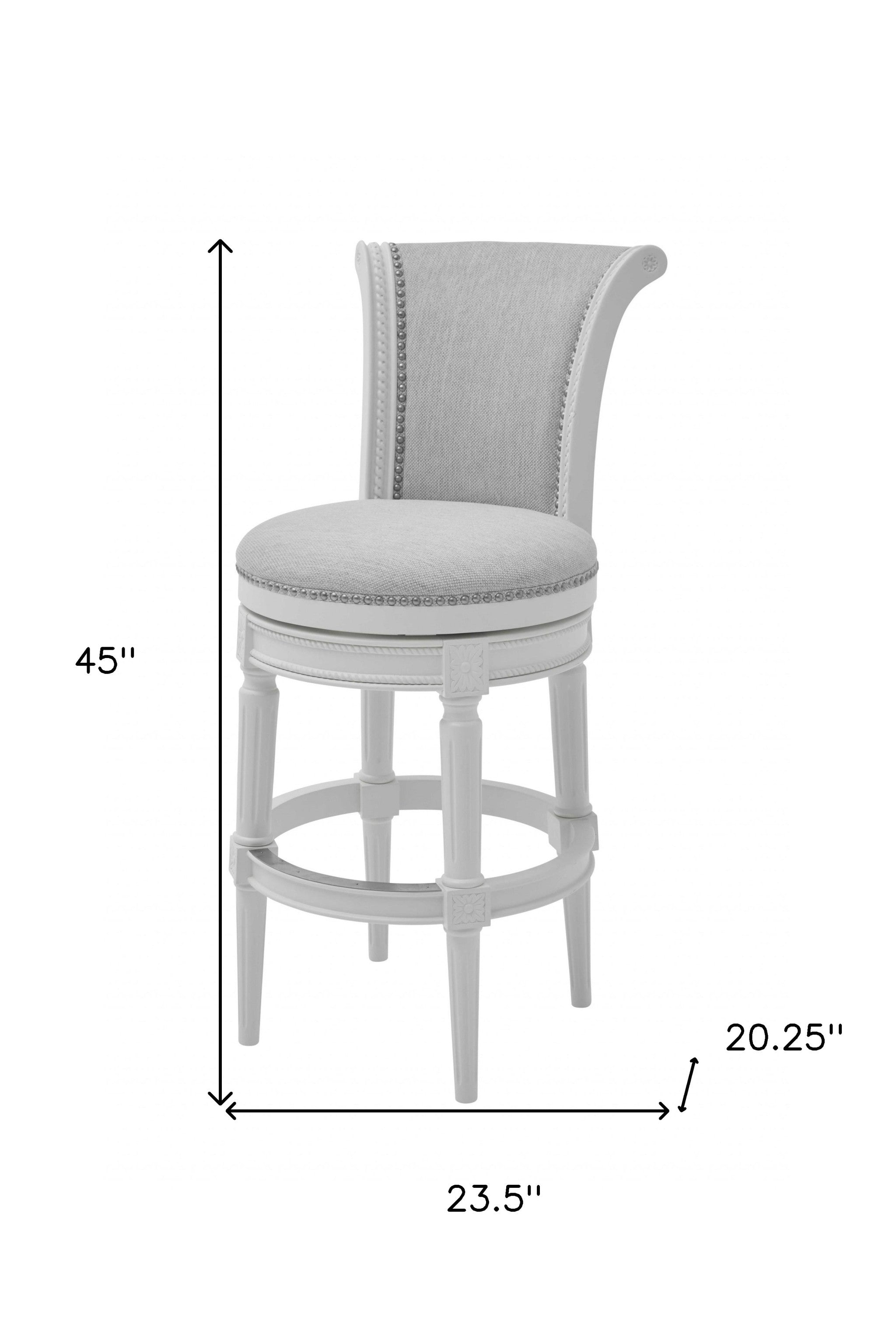 Light Gray and White Solid Wood Swivel Bar Chair