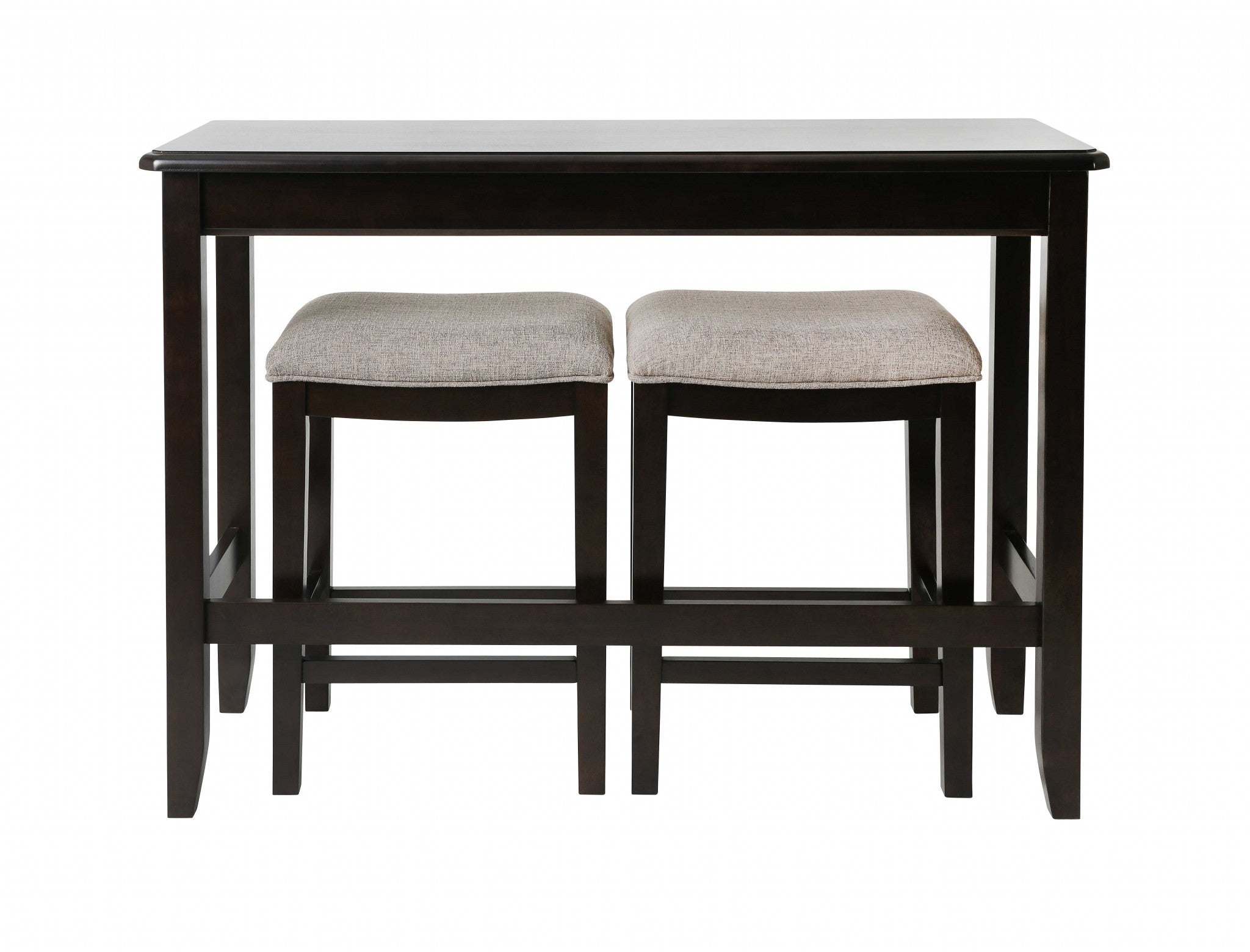 " Light Gray And Dark Brown Solid Wood Backless Bar Chair