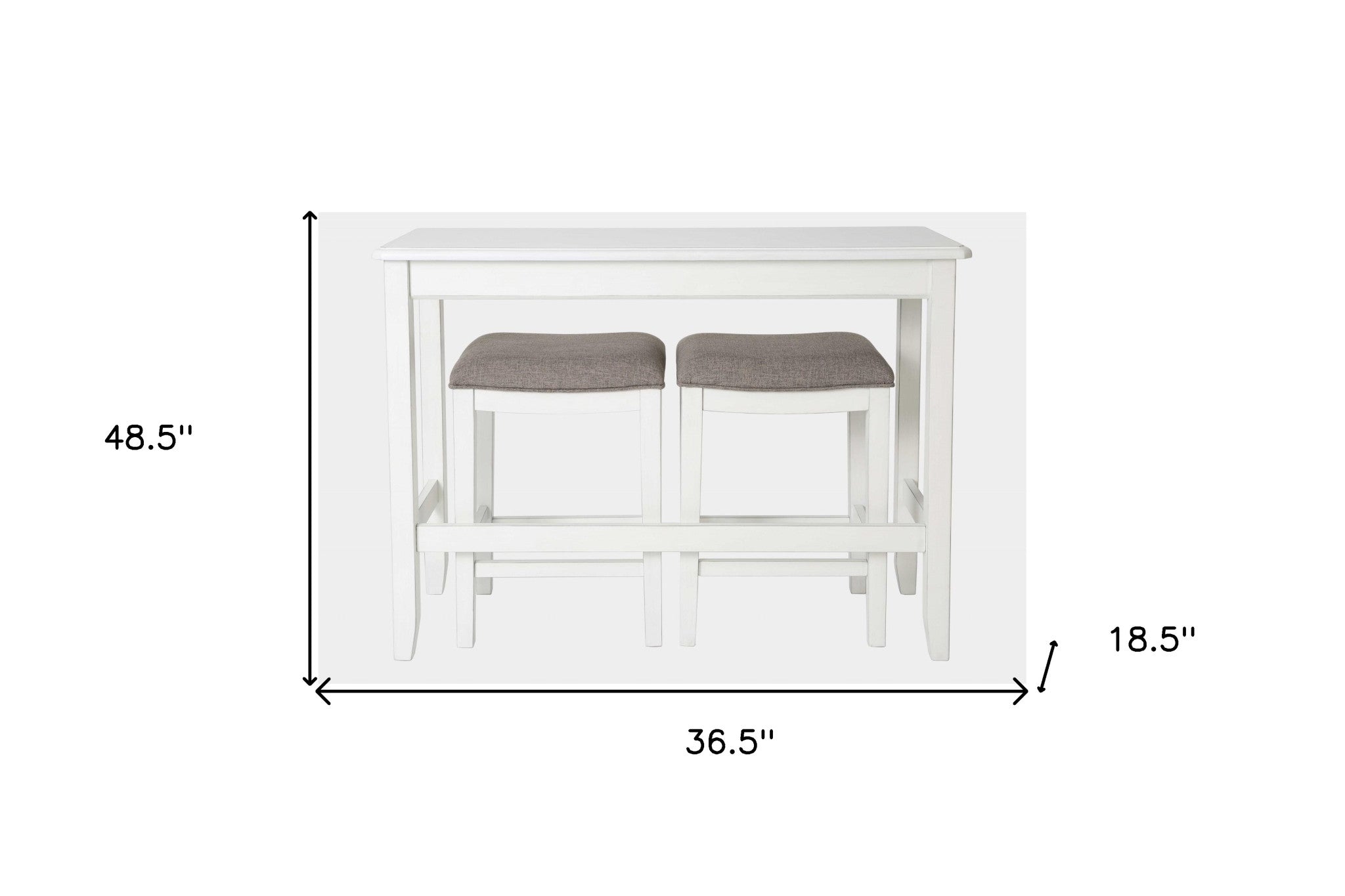 49" Three Piece White Rectangular Solid and Manufactured Wood Bar Table