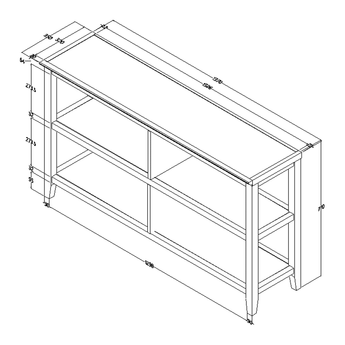 Brown Solid Wood Double Bookcase
