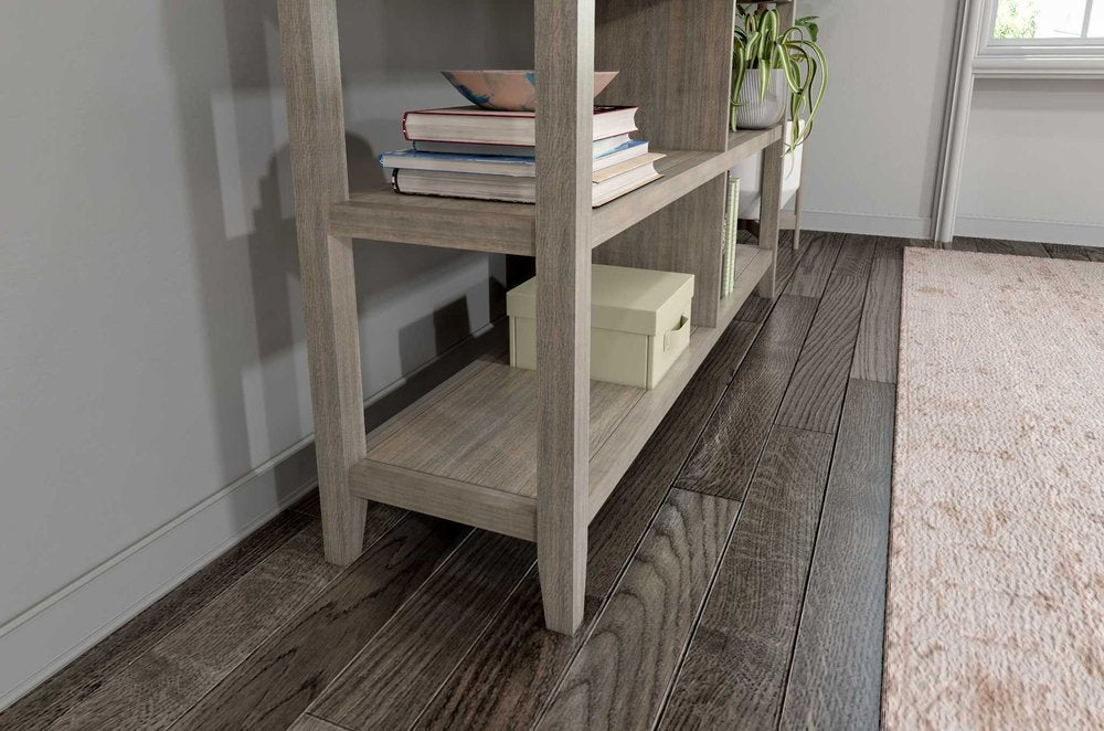 Gray Solid and Manufactured Wood and Solid Wood Double Bookcase