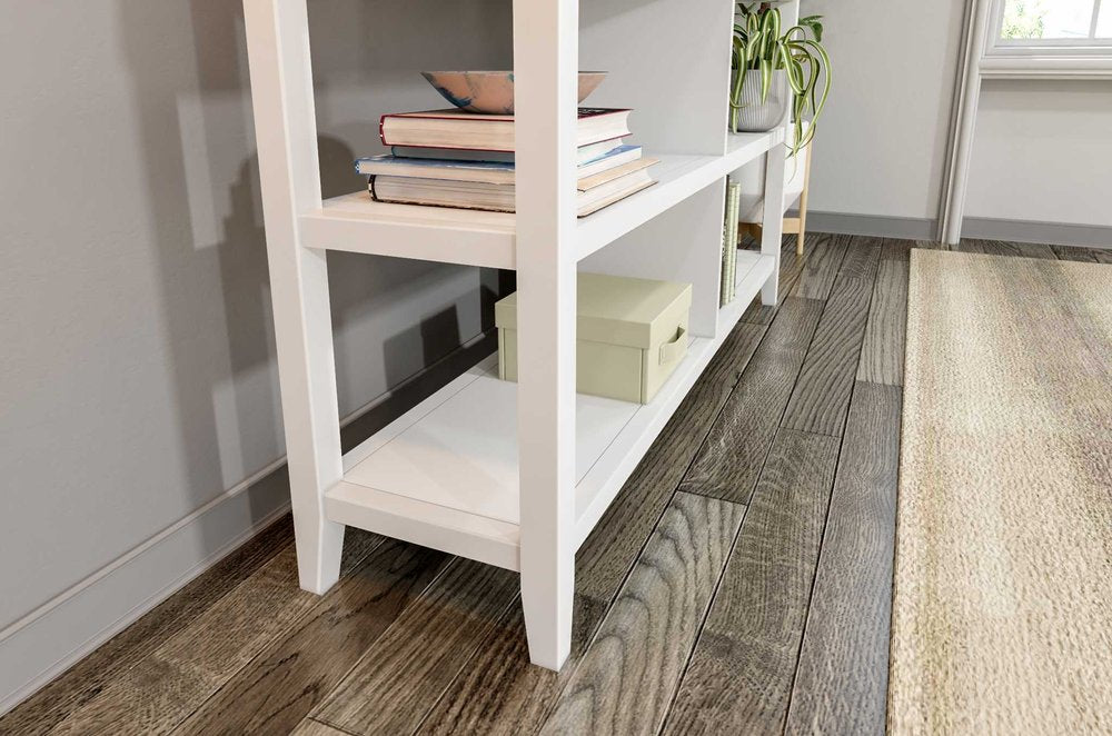 30" White Wood Two Shelf Bookcase