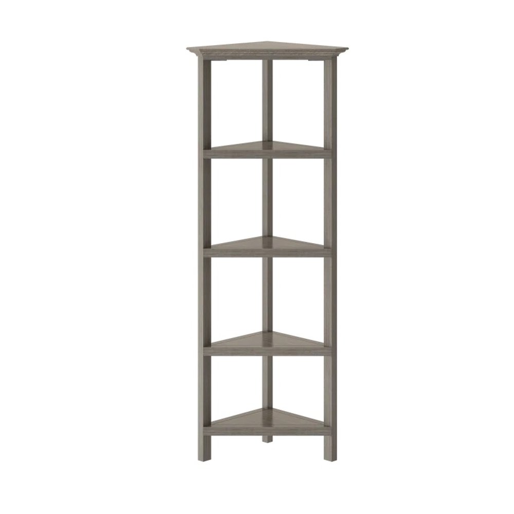 Gray Solid Wood Corner Bookcase