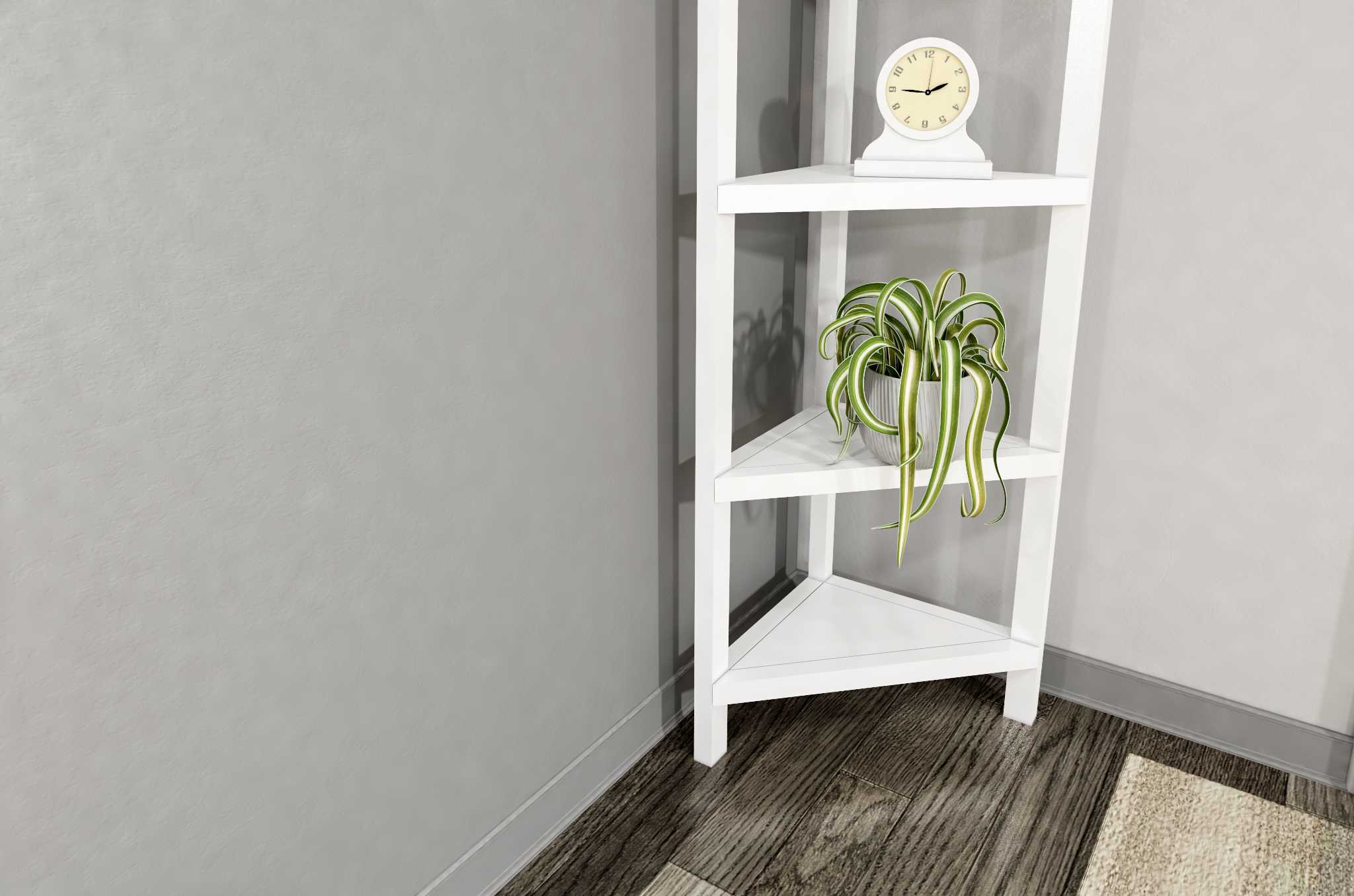 60" White Solid Wood Corner Bookcase