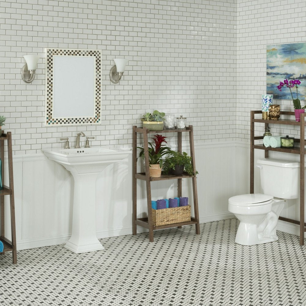 48" Chestnut Solid Wood Two Tier Over Toilet Organizer