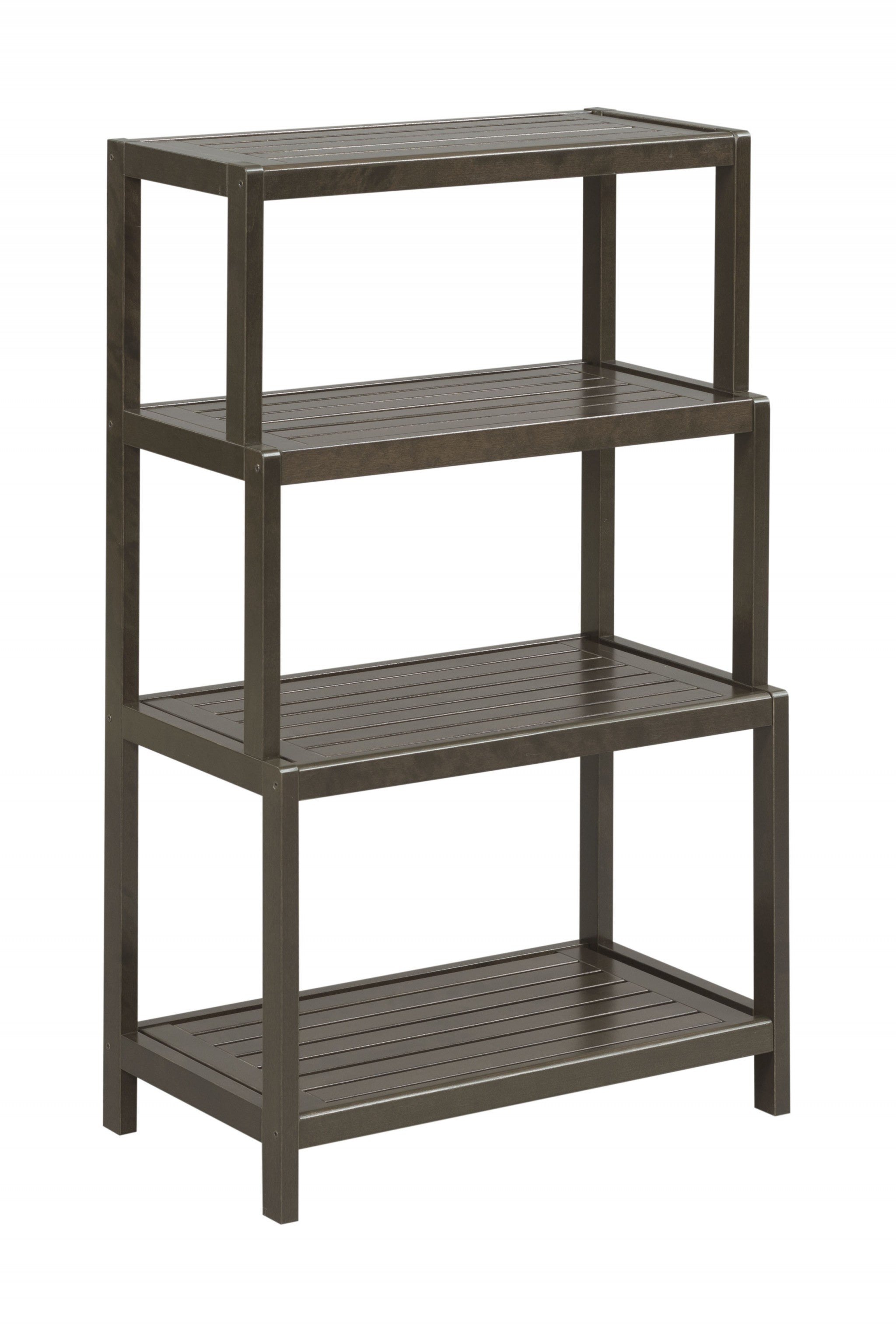 37" Espresso Solid Wood Four Tier Step Bookcase