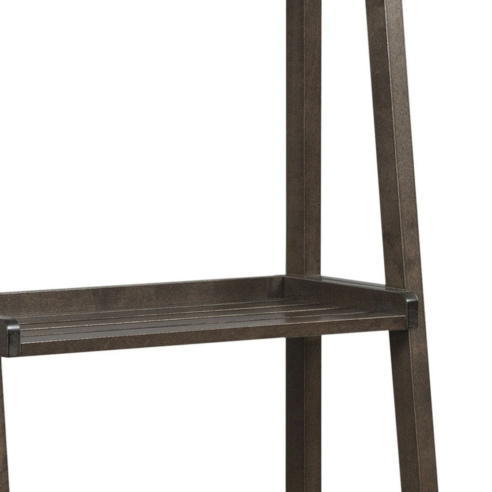 Espresso Solid Wood Ladder Bookcase