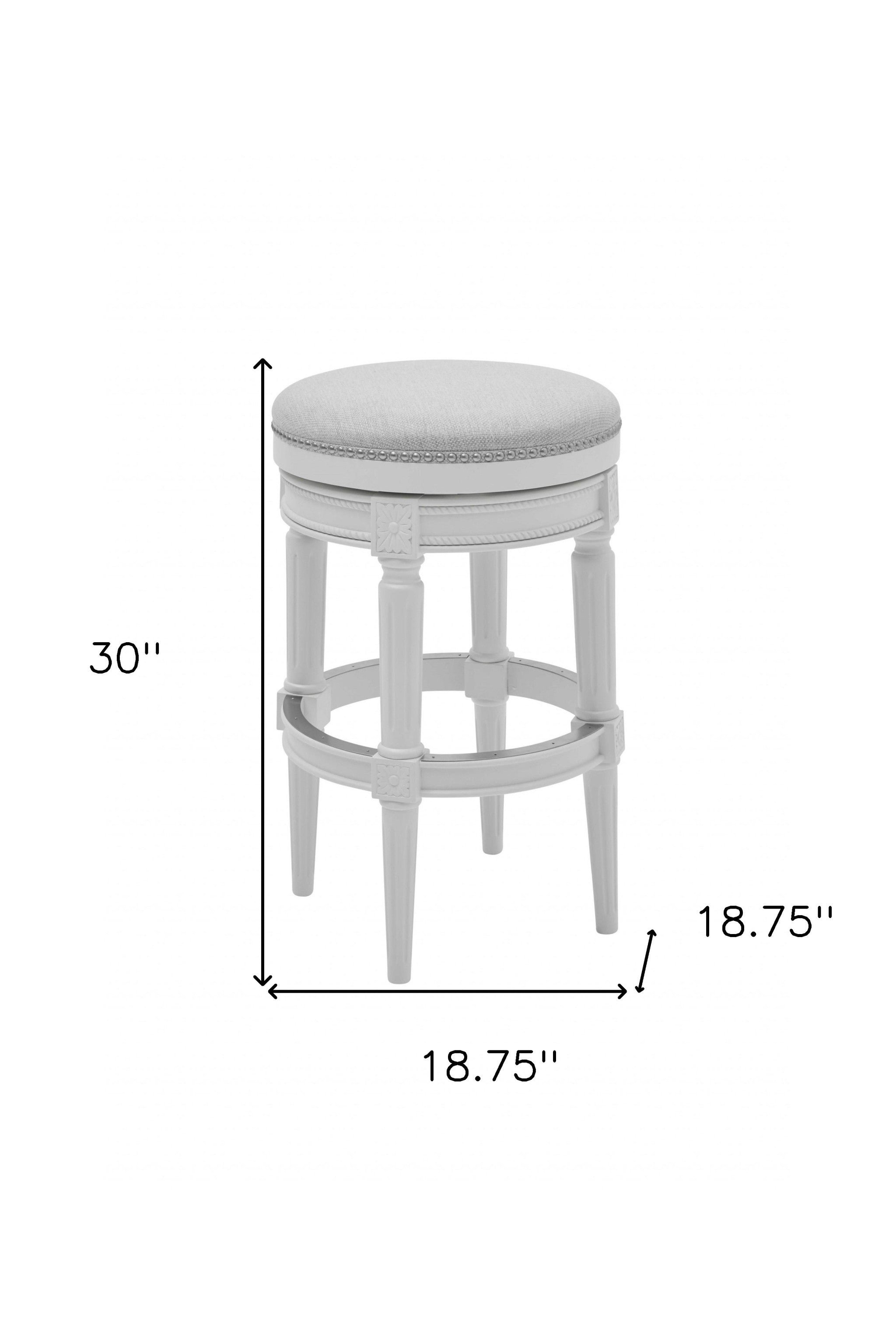 26" Gray Solid Wood Backless Bar Height Swivel Bar Chair