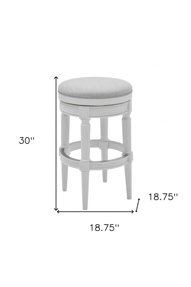 26" Gray Solid Wood Backless Bar Height Swivel Bar Chair