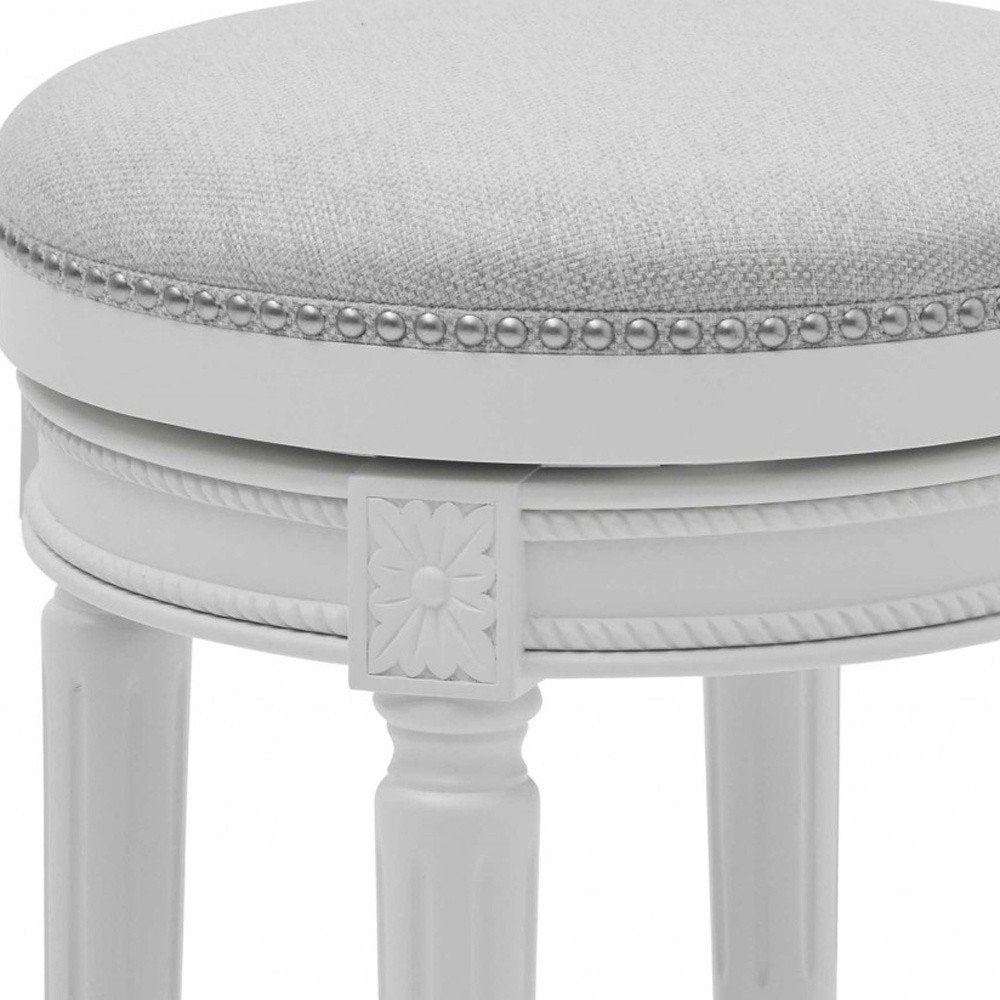 26" Gray Solid Wood Backless Bar Height Swivel Bar Chair