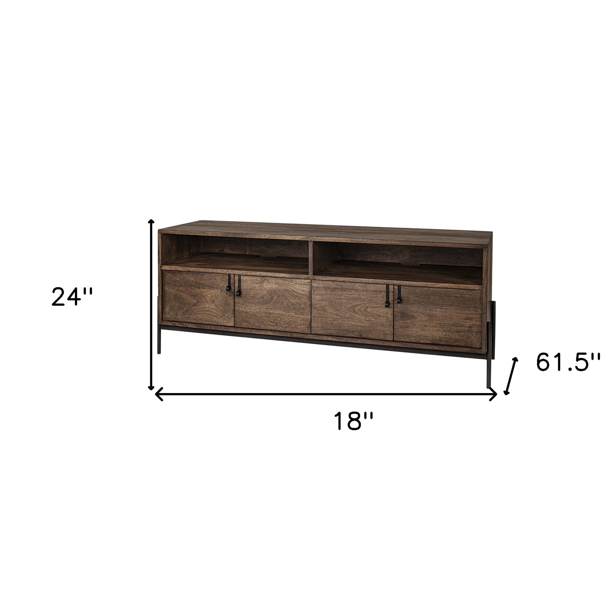 18" Brown Solid Wood 4 Legs Console Table