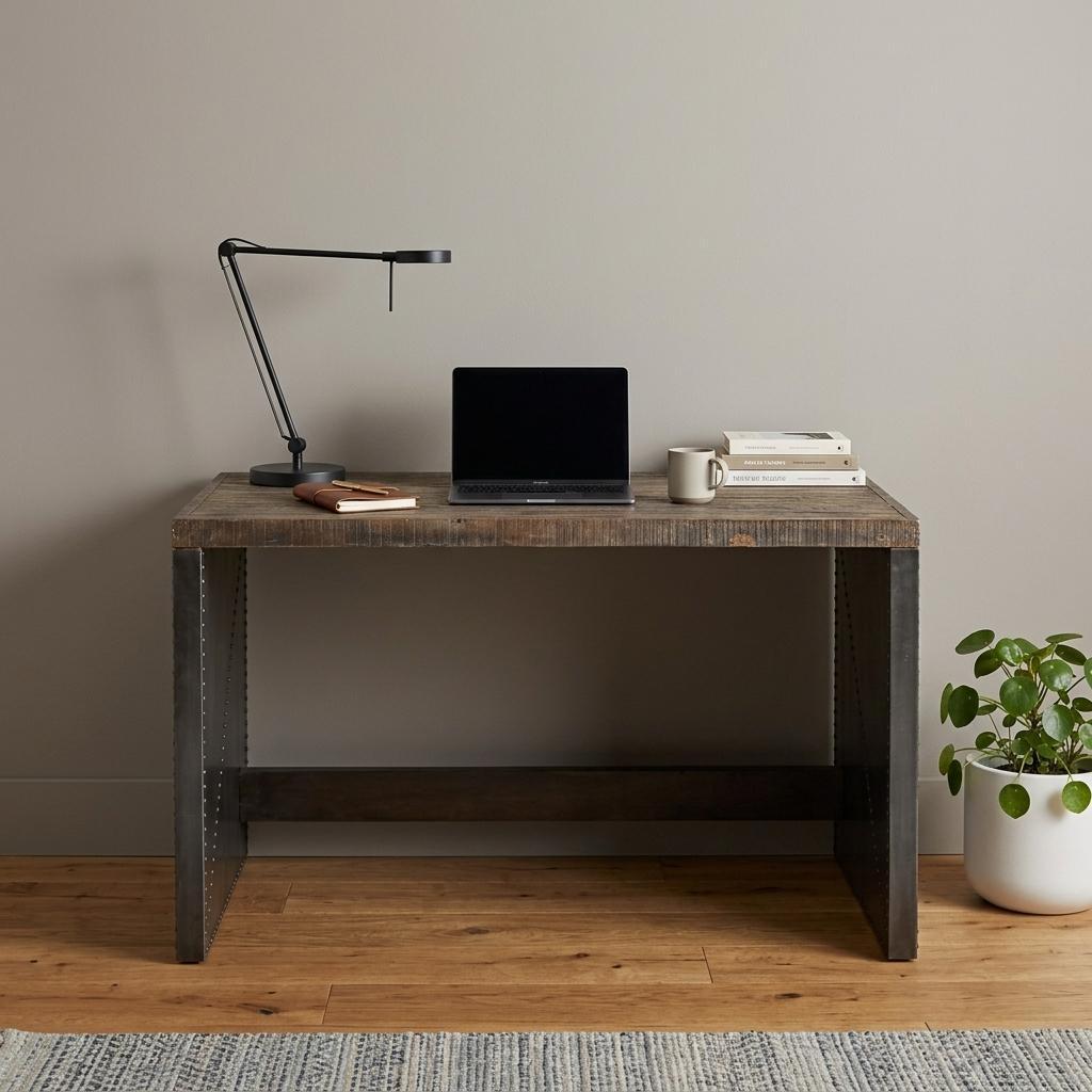 52" Dark Brown and Gray Writing Desk