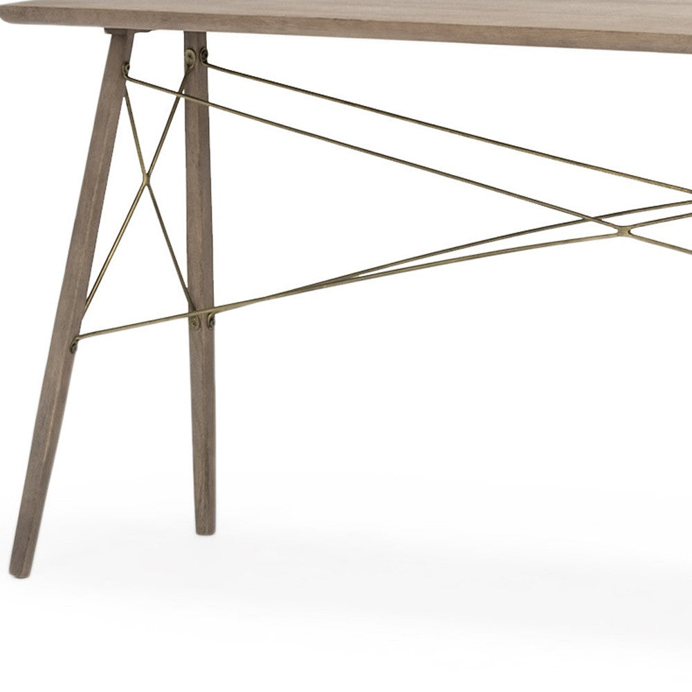 Medium Brown Wooden Console Table With 4 Angular Legs