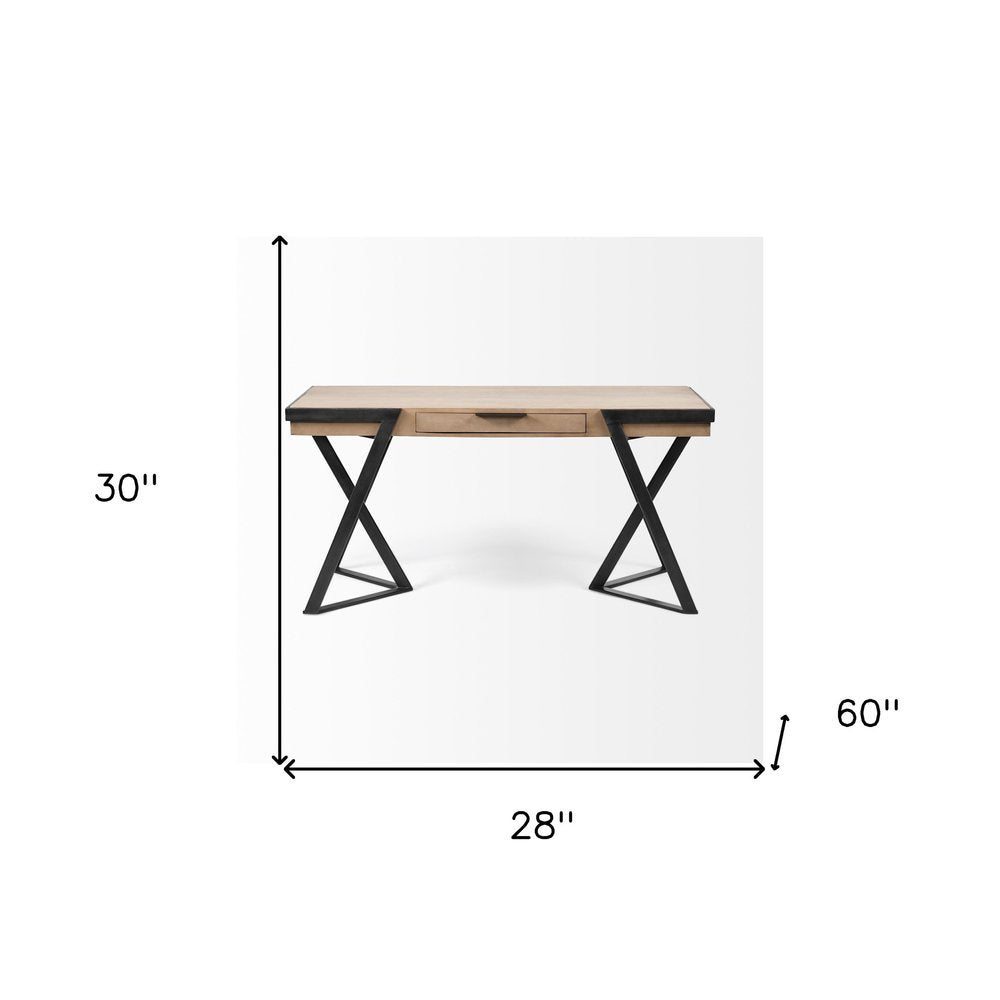 28" Brown and Black Writing Desk