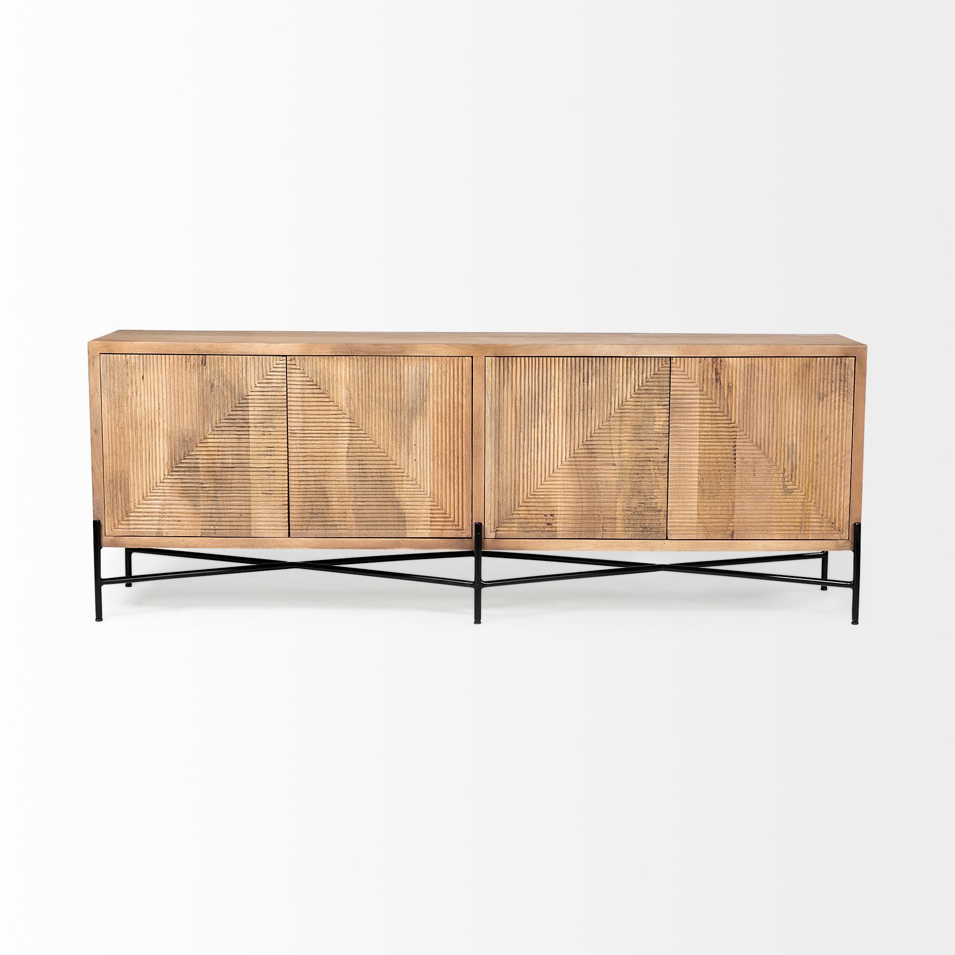 78" Brown Solid Wood Sideboard with Four Doors