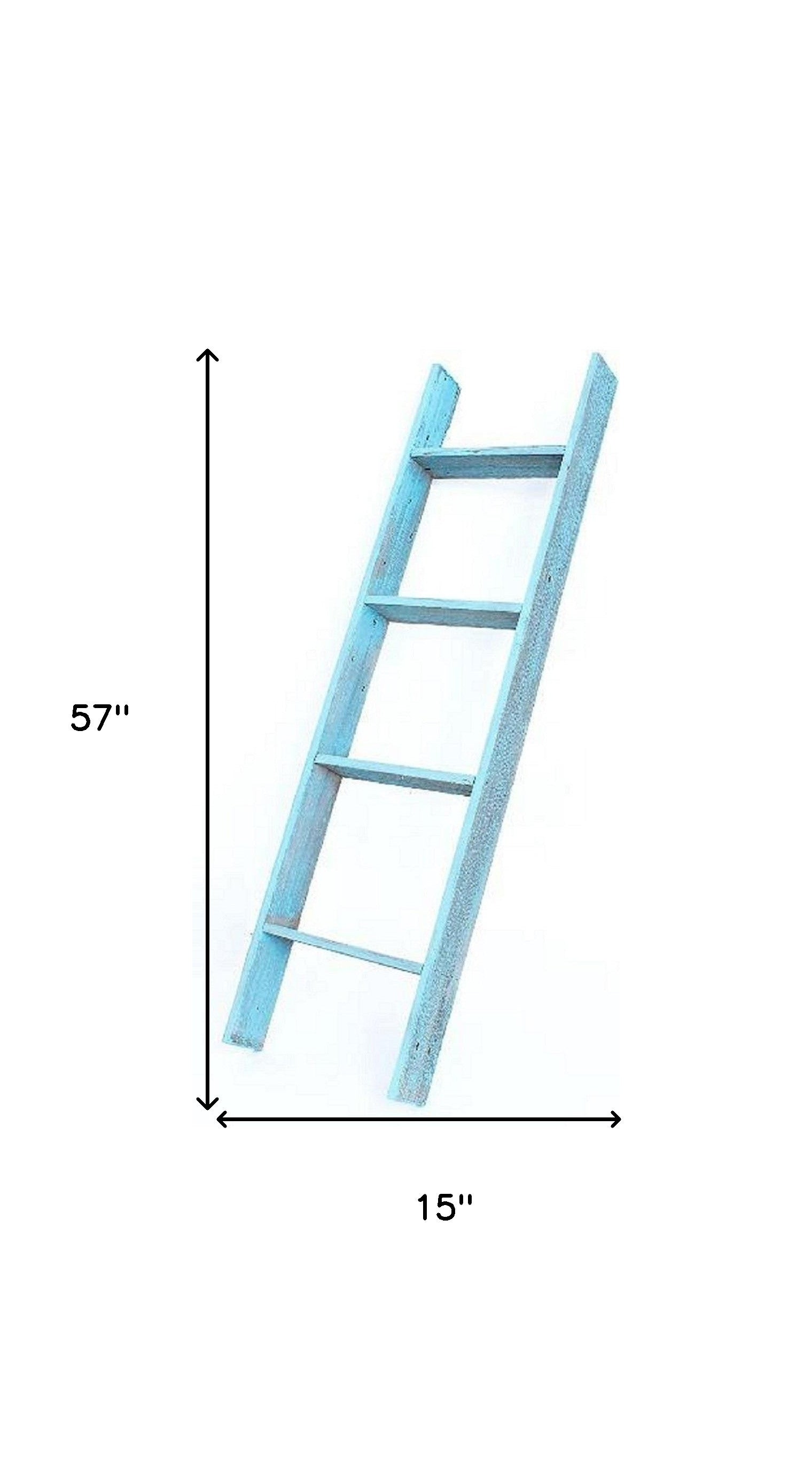 57" Turquoise Distressed Solid Wood Five Step Ladder Shelf