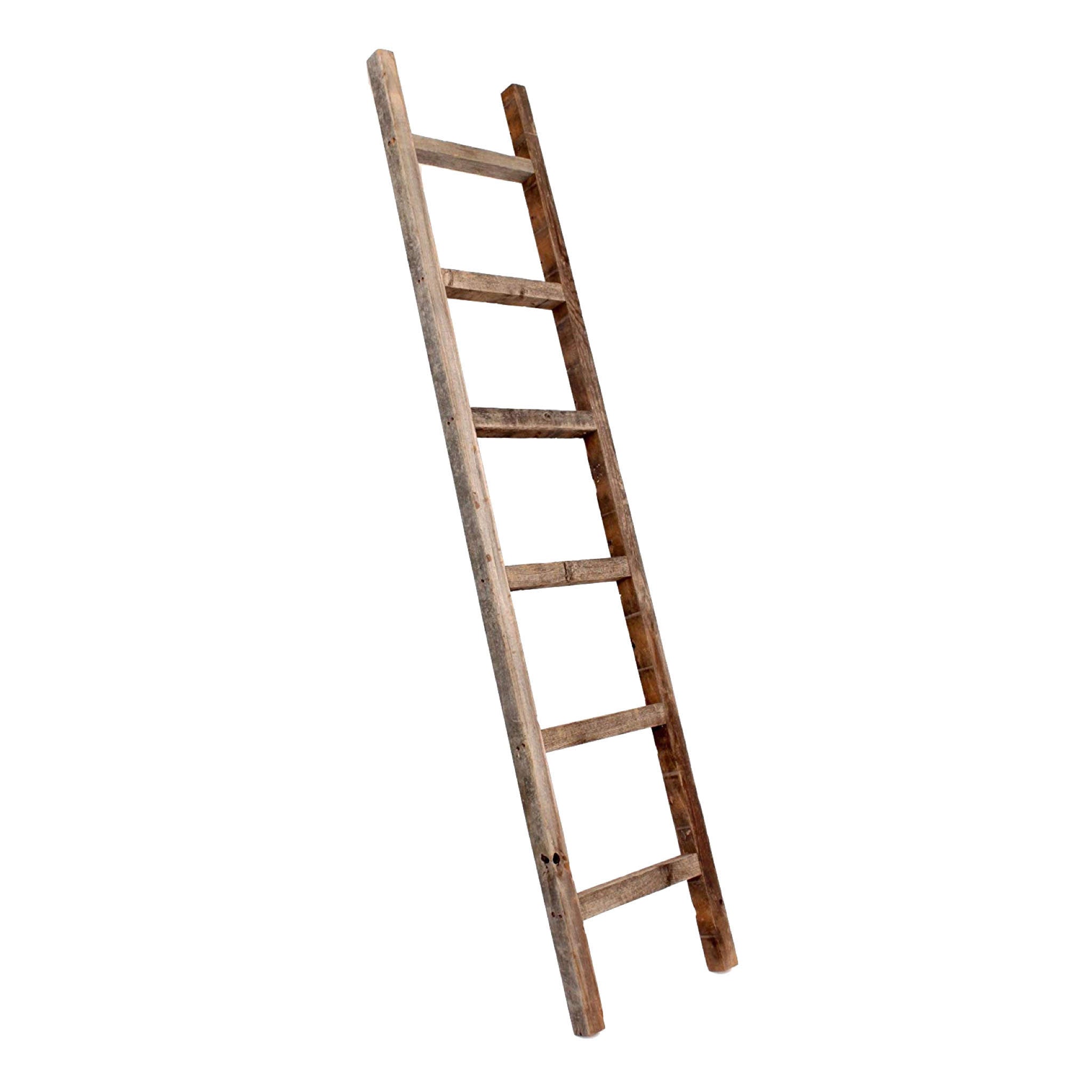 72" Gray Distressed Solid Wood Four Step Ladder Shelf