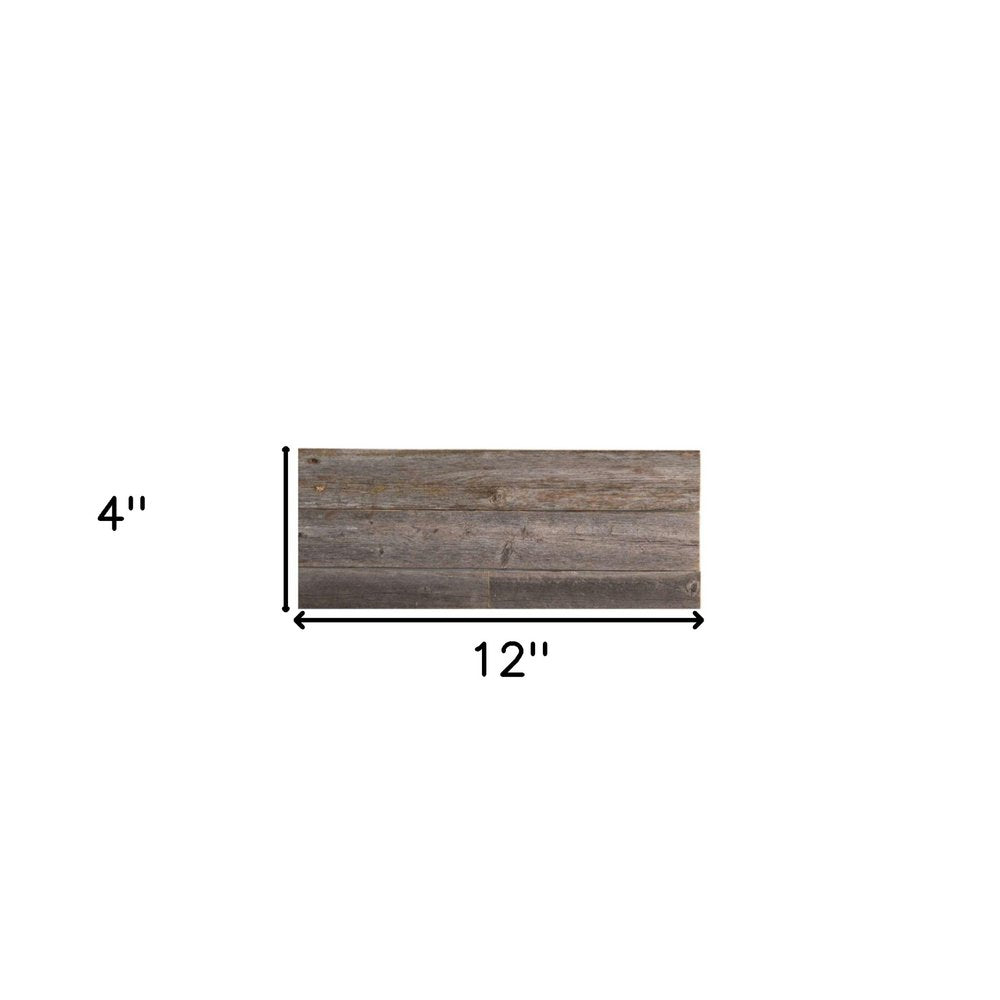 Set of Six 3" x 12" Gray And Brown Wood Planks Wall Decor